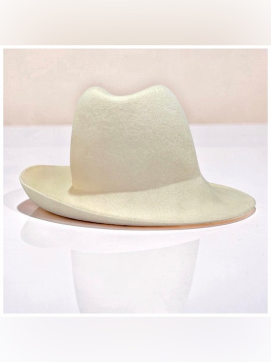 Vintage Madcaps Paris Ivory Wool Felt Fedora | Wide Brim | Western Style Hat main image 11